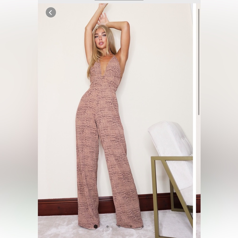blush ink halter neck pretty little thing jumpsuit